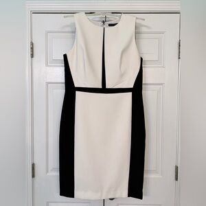 White House Black Market Black and White Midi Dress